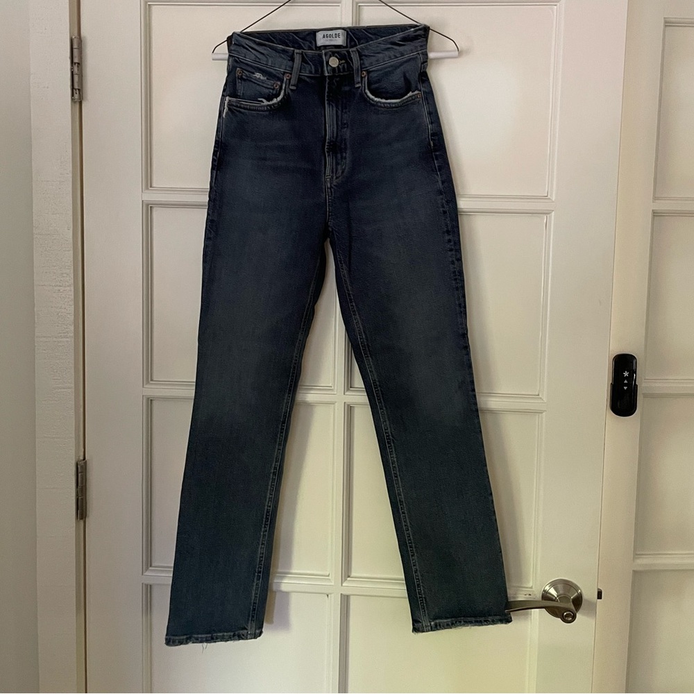 Agolde Dark Blue Straight Jeans